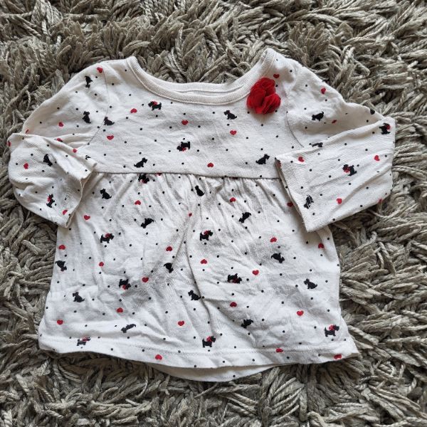 Jumping Beans Puppy + Heart Shirt with flower embelishment 3Months, Kids 3 Month (0-3M)