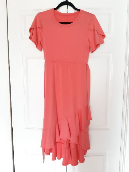 Pink Blush Size S Jersey Maternity Ruffle Dress