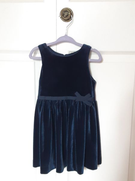 18-24 m Dark Blue Girls' Velvet Dress, Kids 24 Month (18-24M)