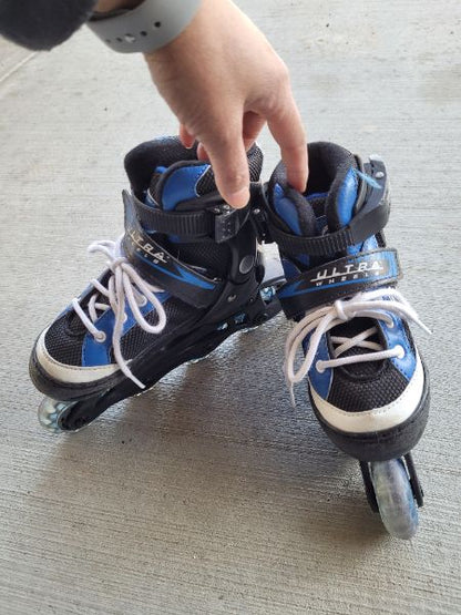 Ultra Wheels Adjustable Inline Skates Sizes 10-13, Shoes 13 (Kids:4-8yr)