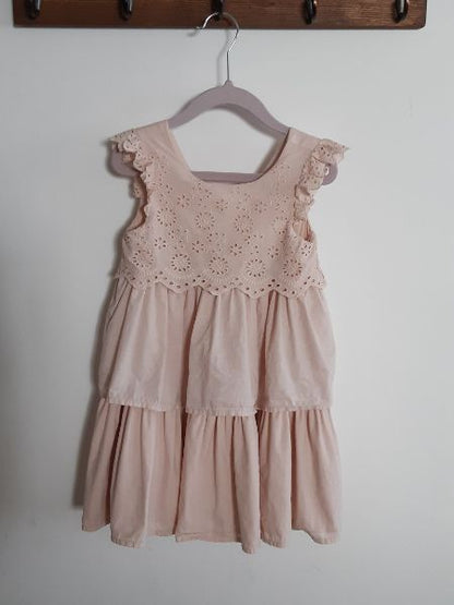 3-4T Tahari Pink Eyelet Layered Dress, Kids 3T