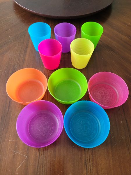 Ikea Plastic Bowls & Cups - Set of 10 - Multi-Colour