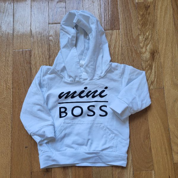 White Mini Boss Hoodie 6M , Kids 6 Month (3-6M)