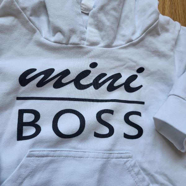 White Mini Boss Hoodie 6M , Kids 6 Month (3-6M)