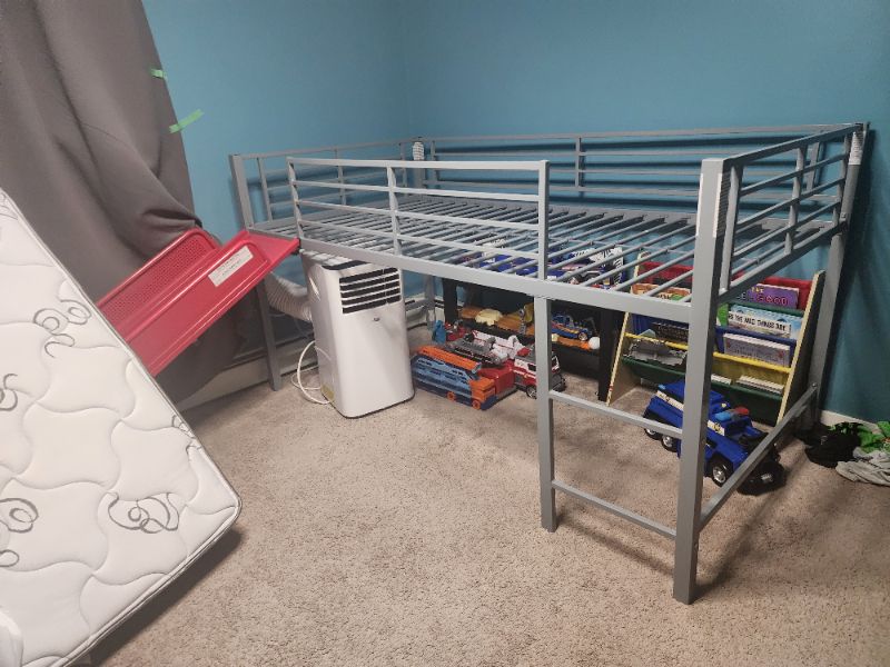 Twin Loft bunk Bed WITH SLIDE & Mattress, MSRP: $800, EUC