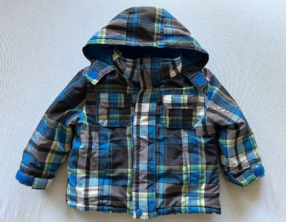 Joe Fresh Winter Jacket, Blue Plaid, Size 2, Kids 2T