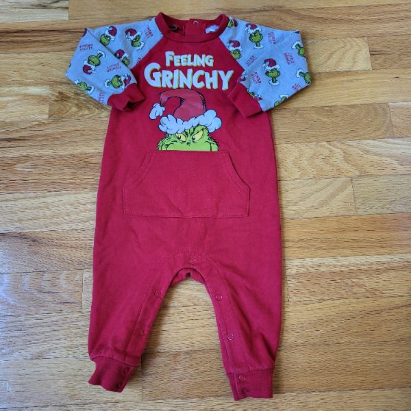 Grow Your Heart 3 Sizes Grinch Romper 6-12M , Kids 12 Month (9-12M)