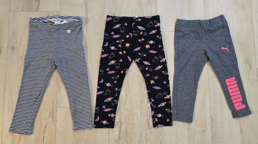 Used 3 set of leggings for girls size 2, Kids 2T