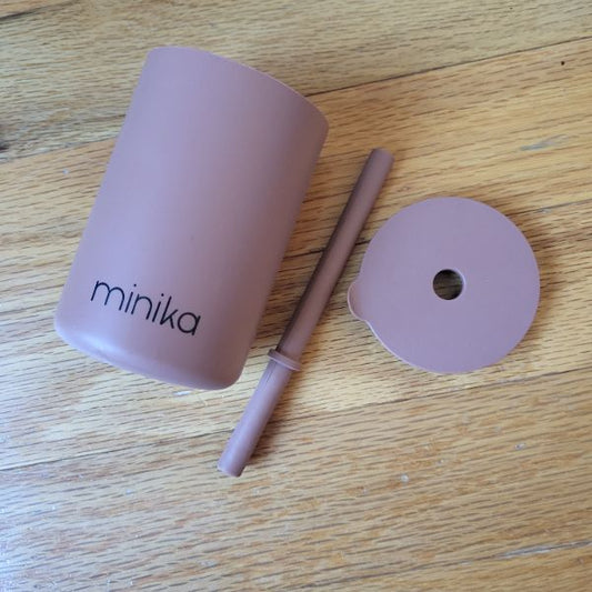 Minika Silicon Straw Cup with Lid (mini) cacao