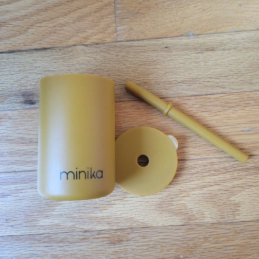 Minika Mini Straw Cup WIth Lid - Ochre