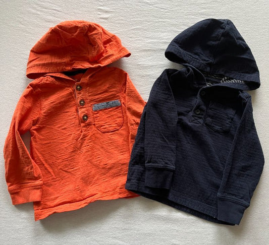 2 Hooded Sweatshirts, Orange & Blue, size 2T, Kids 2T