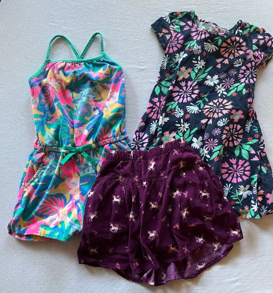 Summer Bundle, size 6, Romper/Dress/Skirt, Kids 6/6X