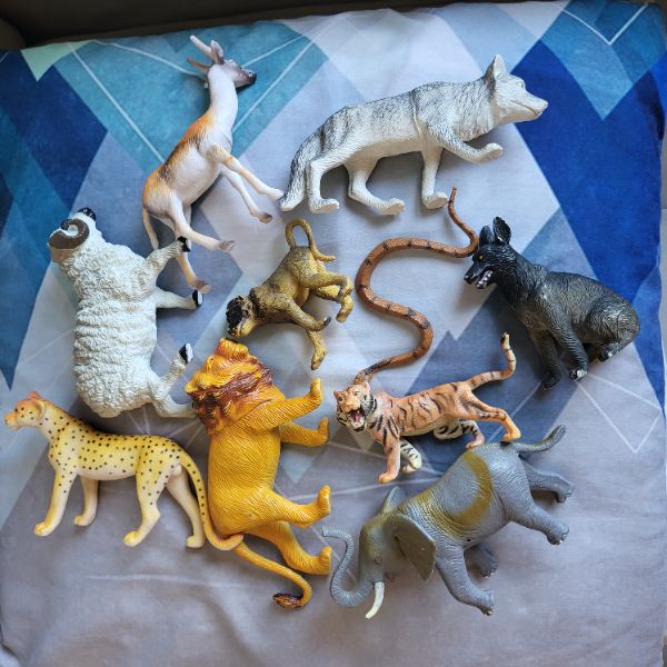 Friendly Group of Zoo Animal Type Plastic Toys