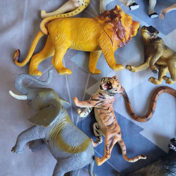 Friendly Group of Zoo Animal Type Plastic Toys