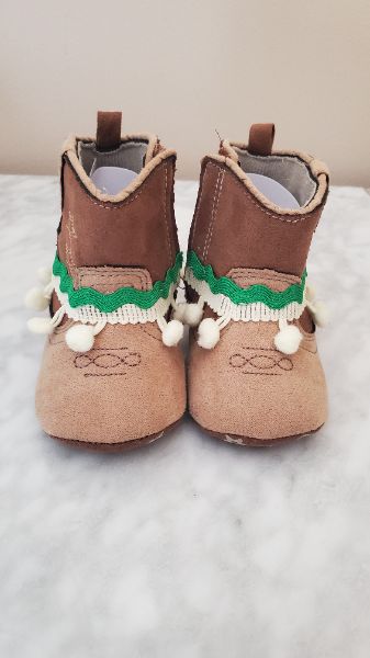 Pompom Cowboy Boots, Size 3 - 6 Months, Shoes 2 (Baby: 0-12 mth)