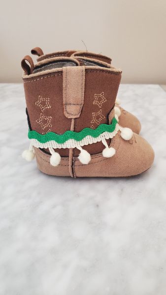 Pompom Cowboy Boots, Size 3 - 6 Months, Shoes 2 (Baby: 0-12 mth)