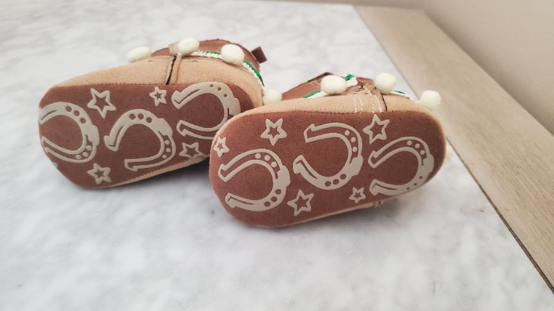 Pompom Cowboy Boots, Size 3 - 6 Months, Shoes 2 (Baby: 0-12 mth)