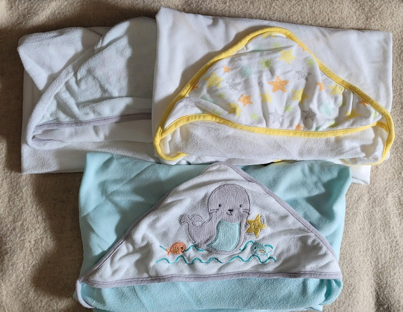 Set of three hooded baby towels