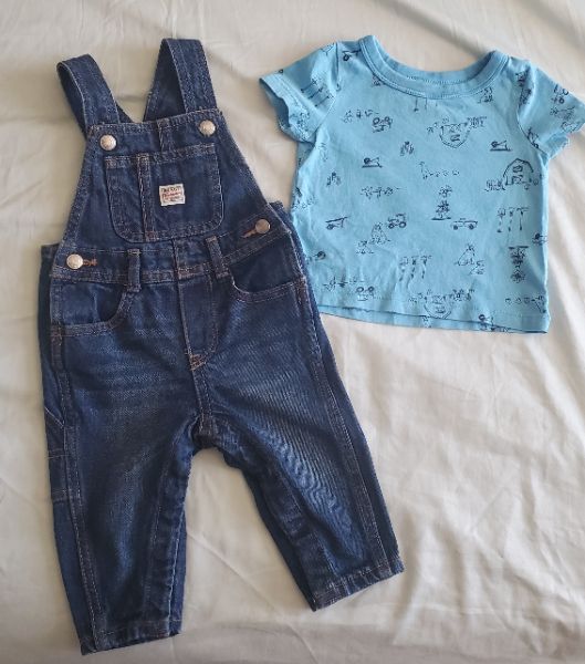 Joe Fresh Farm T- Shirt and Old Navy Coveralls Bundle, Size 6 - 12 Months, Kids 12 Month (9-12M)