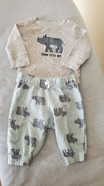 Carter's Two Piece Rhino Set 0 - 3 Months, Kids 3 Month (0-3M)