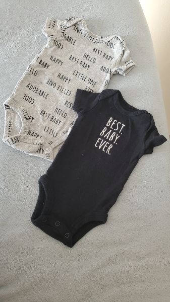 Black & Grey Newborn Short Sleeve Onesie Bundle Size 0 Months, Kids Newborn