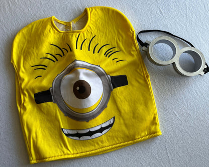 Minion Costume and Glasses, size small (fits 2-4 years), Kids 3T