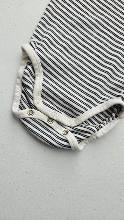 Black & White Striped, Long-Sleeved Onesie Top, H&M, 2-4M, Kids 6 Month (3-6M)