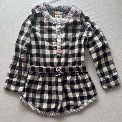 Hatley Girls Tunic, Size 4, Checkered/Pink Horses, Kids 4/4T