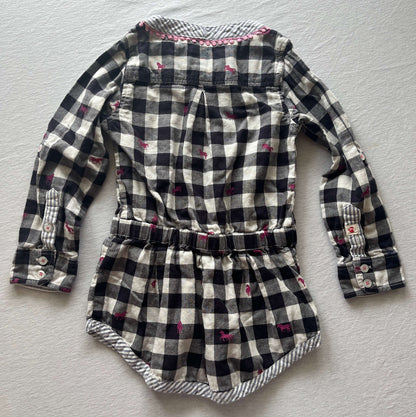 Hatley Girls Tunic, Size 4, Checkered/Pink Horses, Kids 4/4T