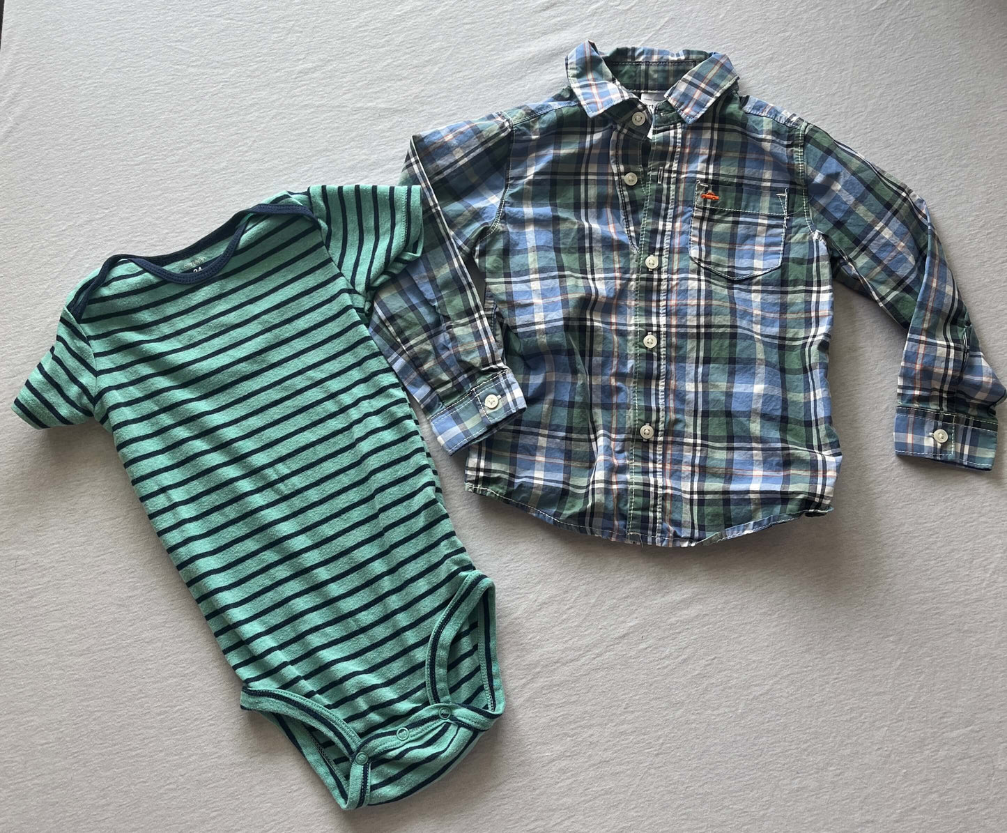 Carter's Boys Shirt Bundle, Onesie and Button Up, 24 months, Kids 24 Month (18-24M)