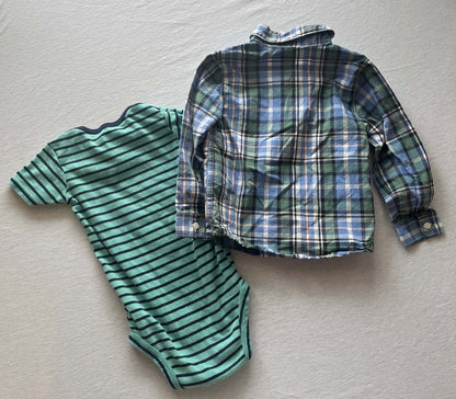 Carter's Boys Shirt Bundle, Onesie and Button Up, 24 months, Kids 24 Month (18-24M)