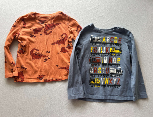 Two Long Sleeve T-Shirts, 3T, Train and Dino, Kids 3T