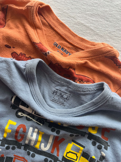 Two Long Sleeve T-Shirts, 3T, Train and Dino, Kids 3T