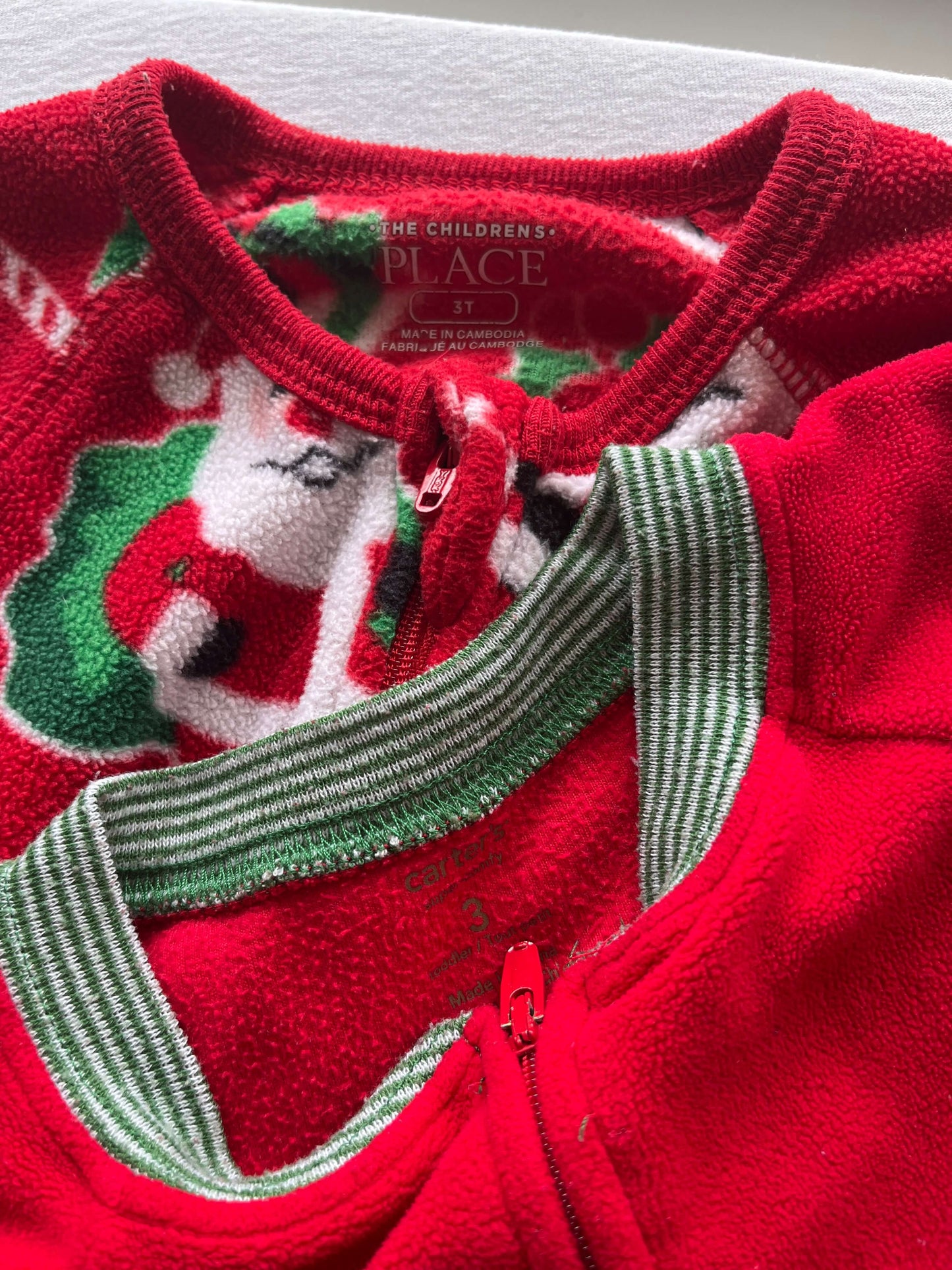 Two Pair Christmas Footie Pajamas, Size 3, Kids 3T