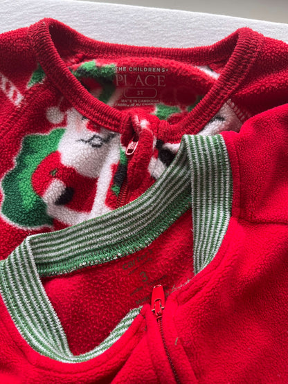 Two Pair Christmas Footie Pajamas, Size 3, Kids 3T