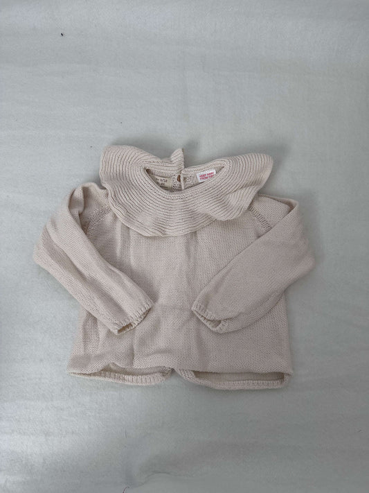Zara ruffle collar knit top with back buttons 9-12m, Kids 12 Month (9-12M)