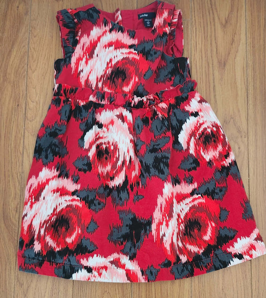 Girls Gap Red, White and Black Flowered Dress , Kids 4/4T