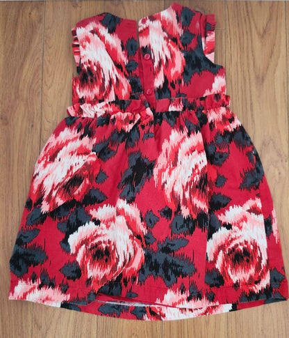 Girls Gap Red, White and Black Flowered Dress , Kids 4/4T