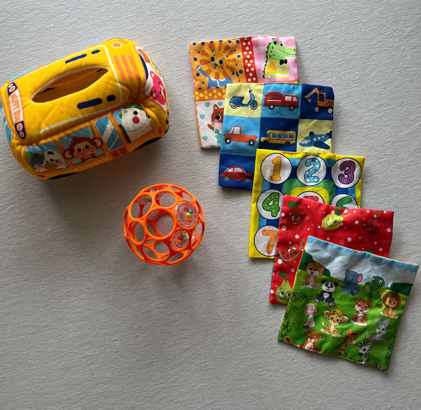 Baby Toy Bundle, Oball and Baby Tissue Box