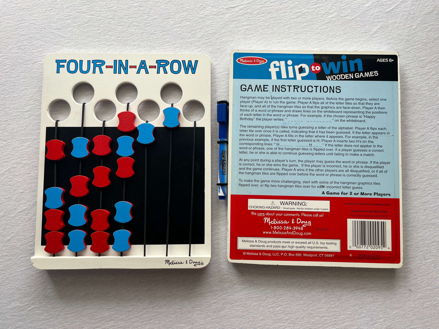 Melissa and Doug Wooden Games, Four-In-a-Row & Hangman
