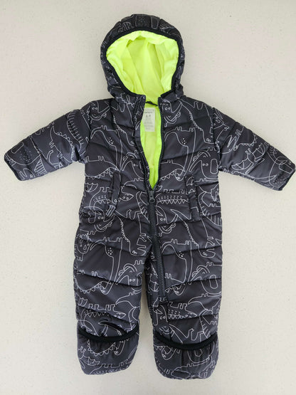 Carter's Snowsuit, Black with animal outlines, EUC, Kids 9 Month (6-9M)