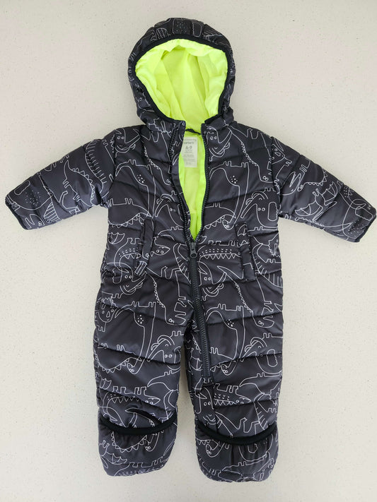 Carter's Snowsuit, Black with animal outlines, EUC, Kids 9 Month (6-9M)
