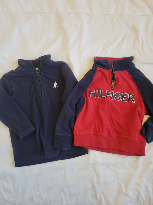 1/4 Long Sleeve Shirts - Carters Fleece & Hilfiger (2t), Kids 2T