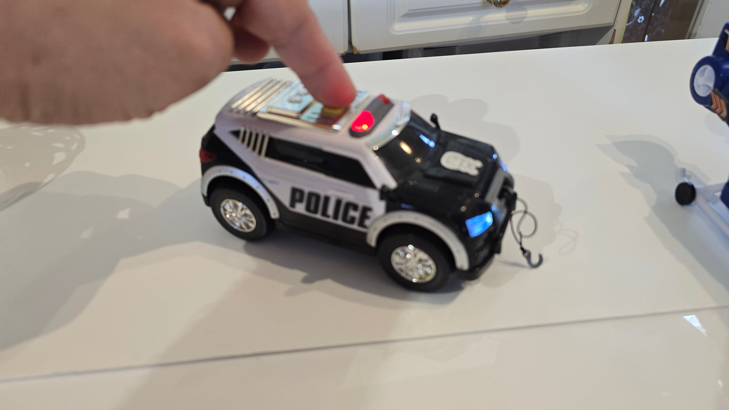 Rescue mission - Police car, helicopter and motorbike