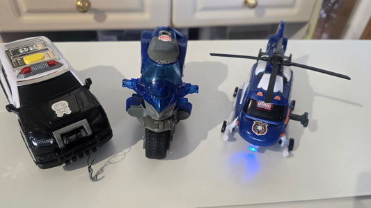 Rescue mission - Police car, helicopter and motorbike