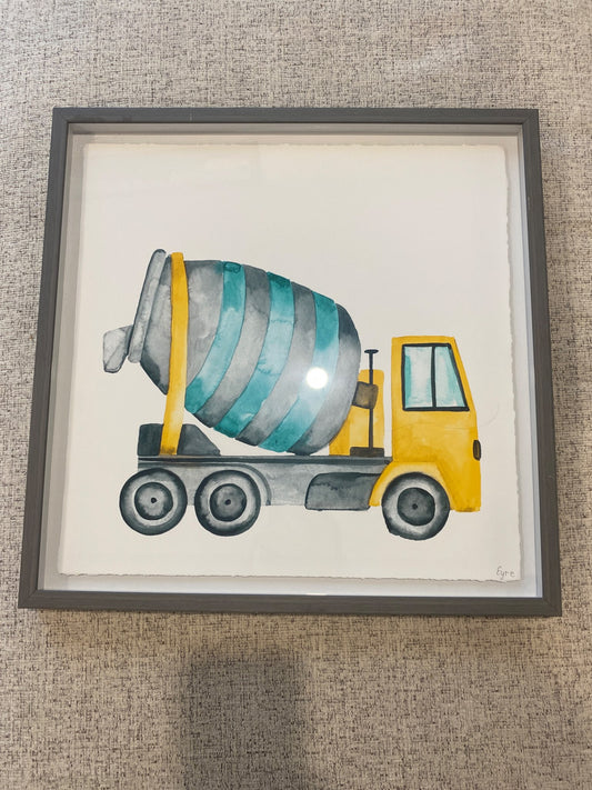 Framed Cement mixer painting