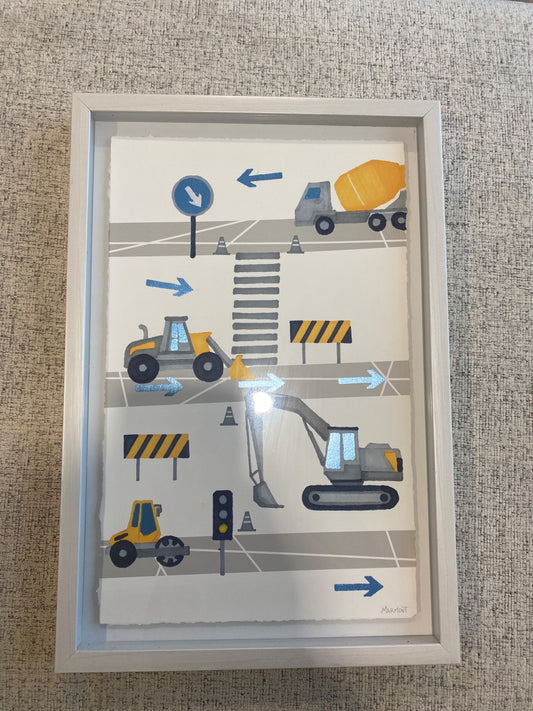 Framed construction site painting