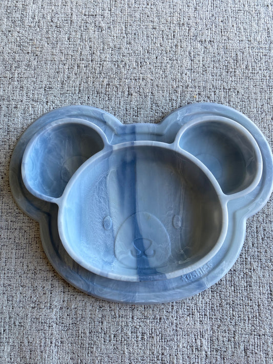 Kushies silicone bear toddler plate with suction bottom