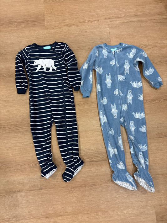 Set of 2 3T fleece polar bear sleepers, Kids 3T