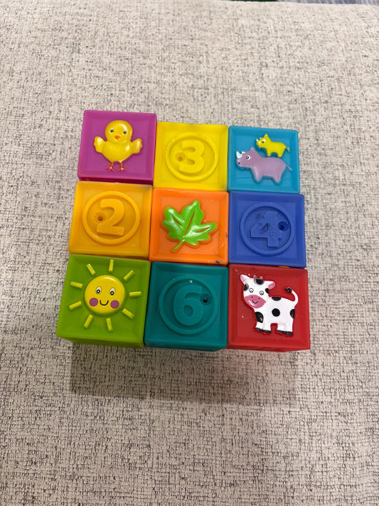Set of nine rubber blocks